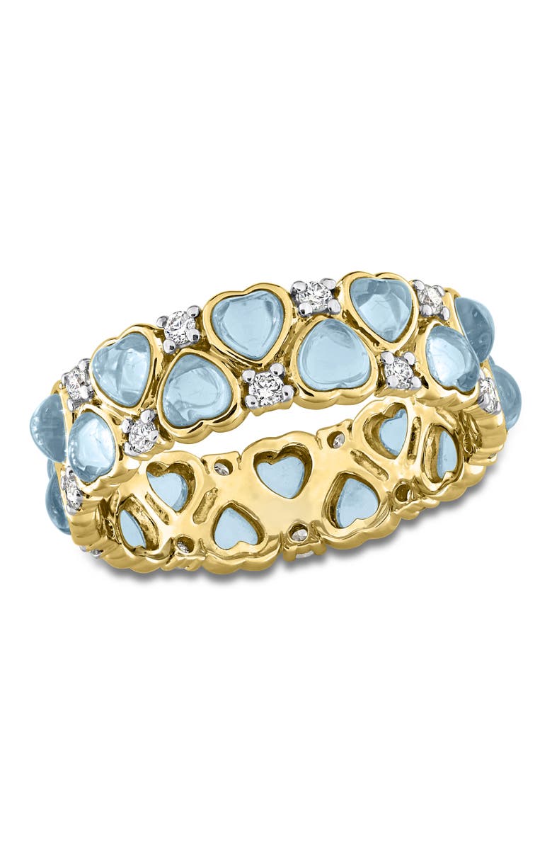 Julianna B. Swiss Blue Topaz & Diamond Heart Eternity Ring, Main, color, Blue Topaz