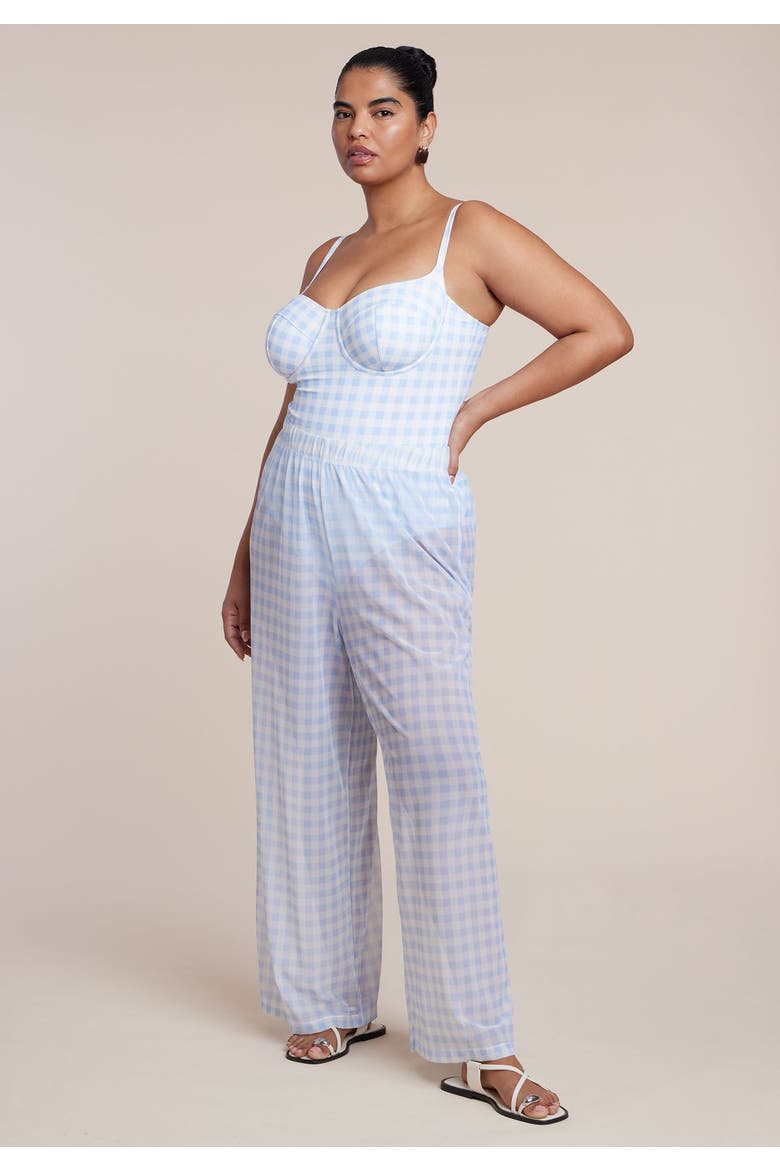 Wide Leg Cover Up Pant, Alternate, color, SKYWAY GINGHAM