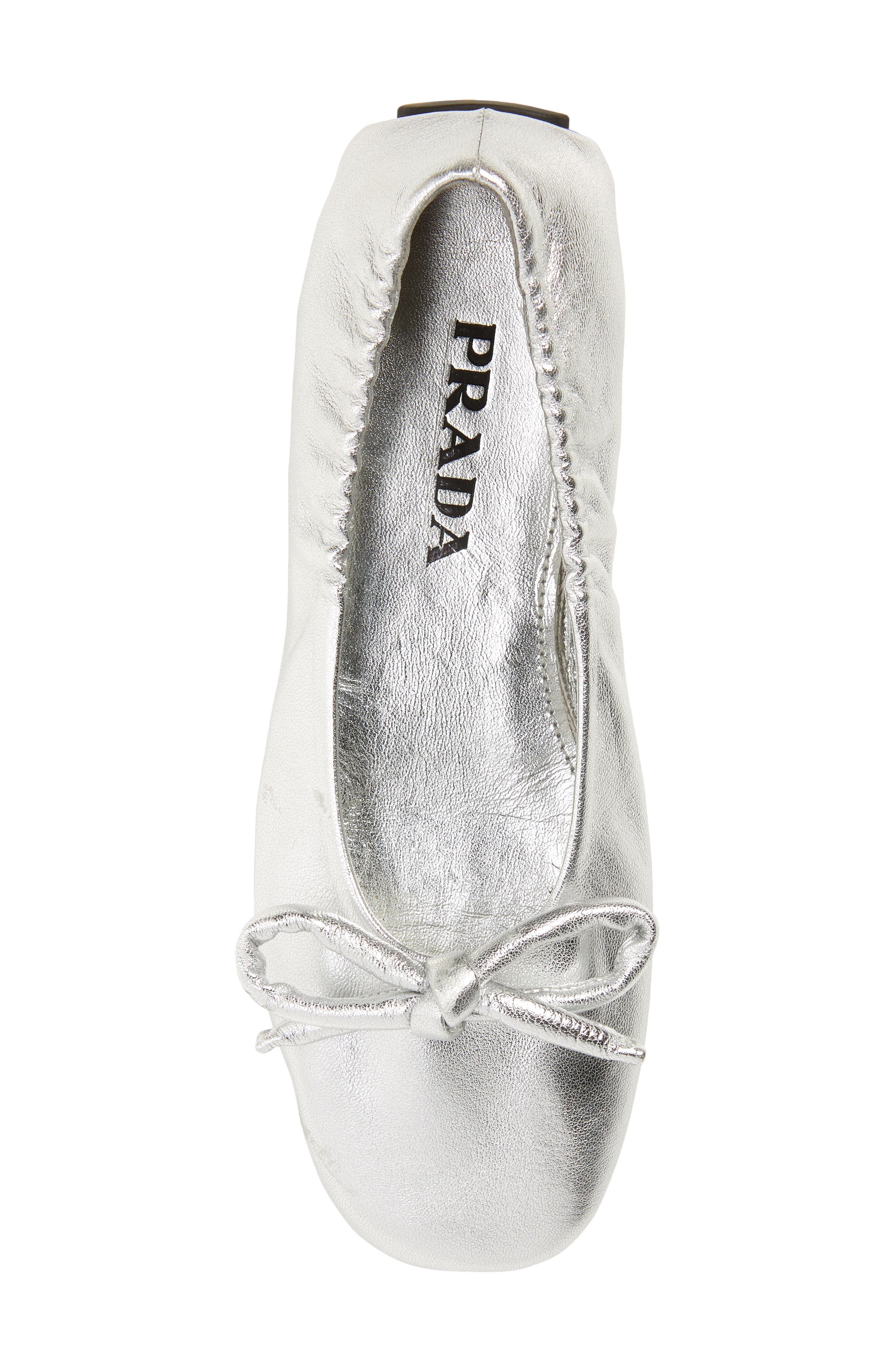 Prada Metallic Ballet Flat, Alternate, color, 