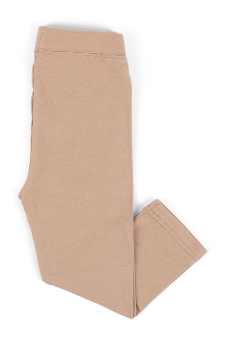 Leveret Girls Cotton Leggings, Solid Colors, Alternate, color, Beige