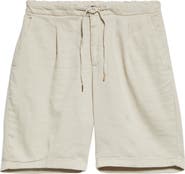 Thom Sweeney Pleated Stretch Linen & Cotton Jersey Shorts