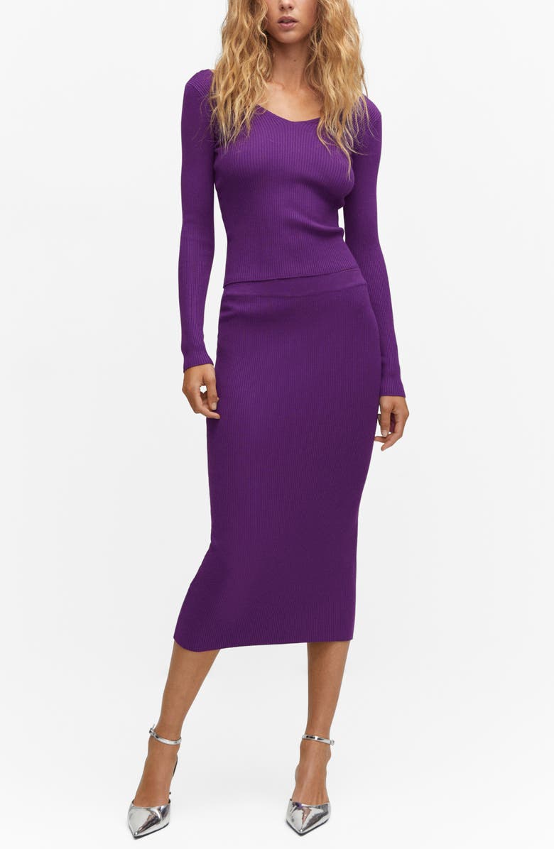 MANGO V-Neck Rib Crop Sweater, Alternate, color, 