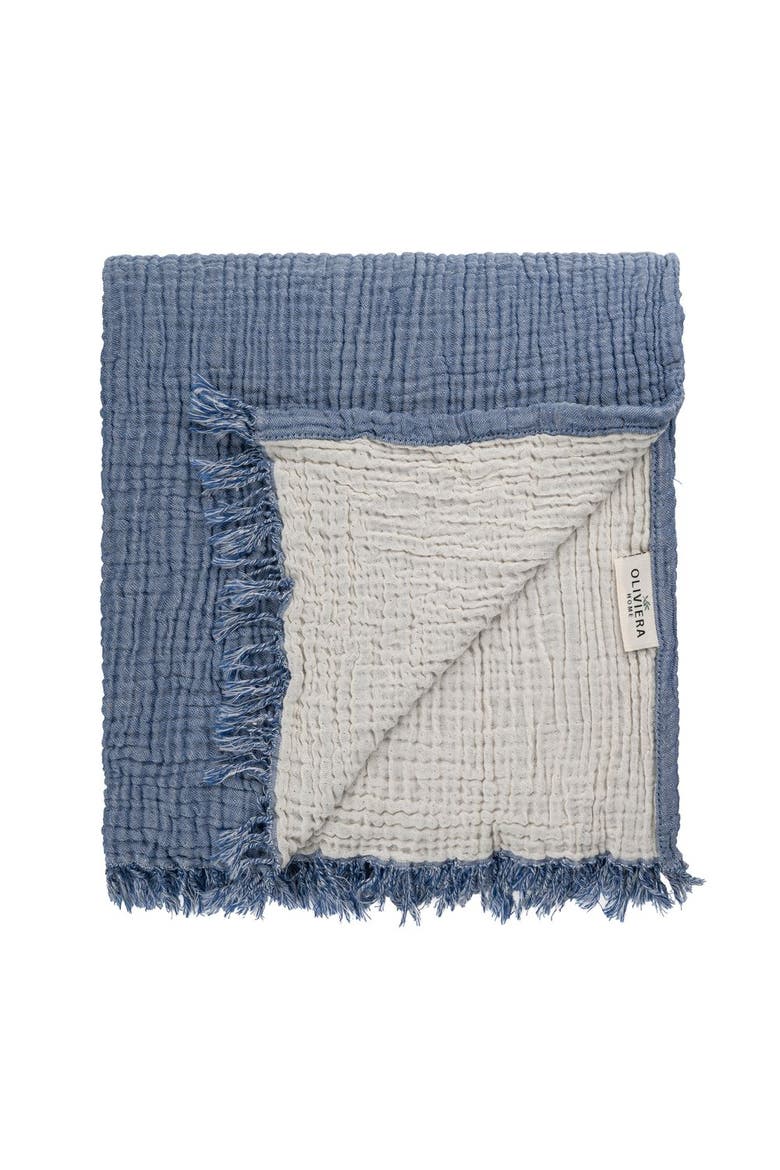 Soho Supersoft 4-Layer Cotton Gauze Throw, Main, color, Denim Blue
