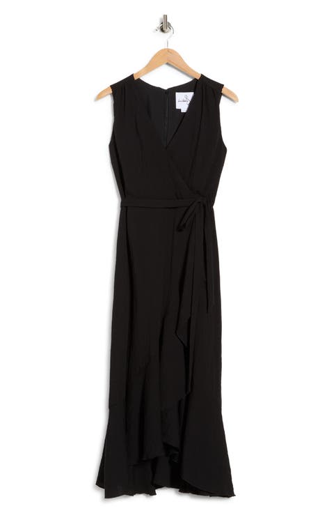 Sleeveless Faux Wrap Dress