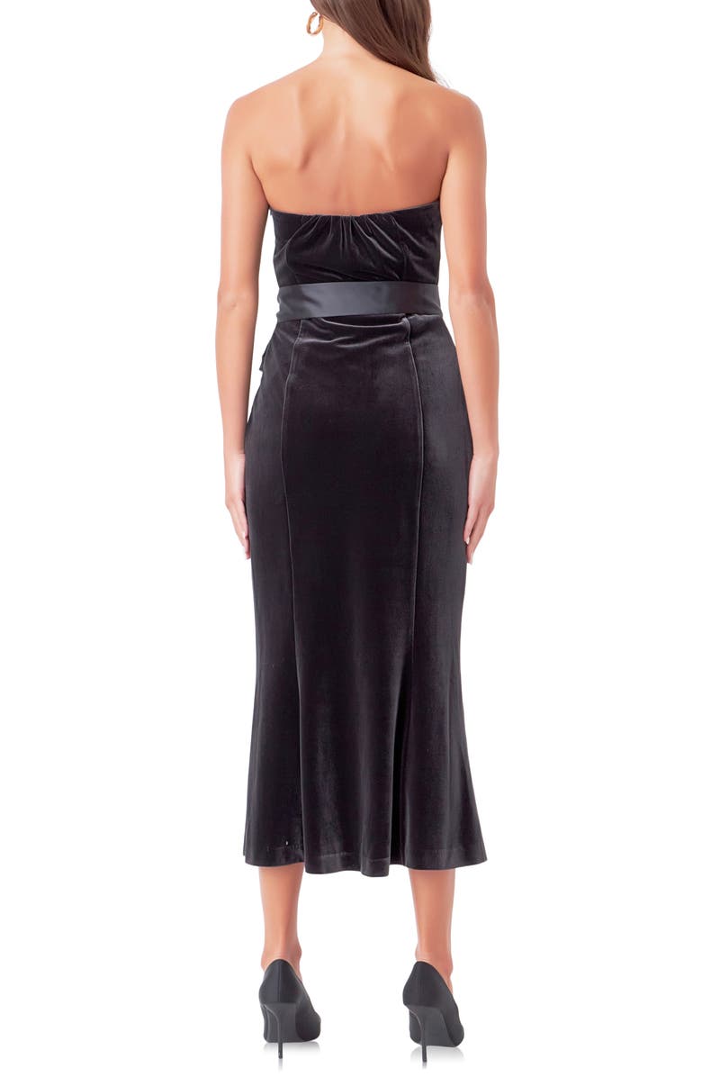 Endless Rose Strapless Velvet Midi Dress, Alternate, color, Dark Grey