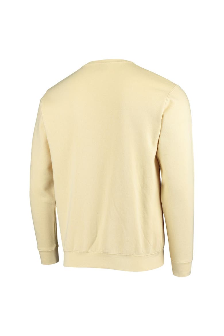 Men's Colosseum Gold Georgia Tech Yellow Jackets Arch & Logo Tackle Twill Pullover Sweatshirt, Alternate, color, Vegas Gold