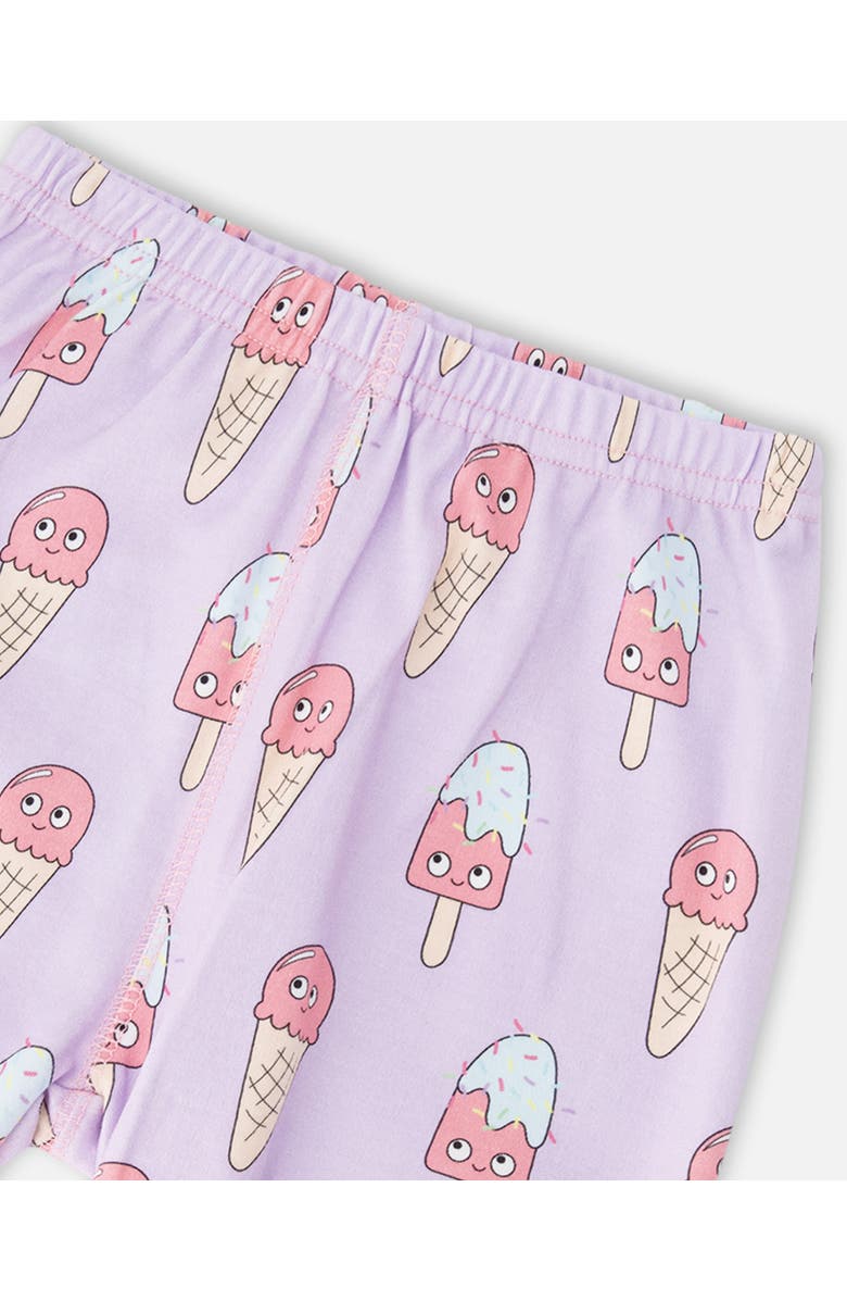 Deux par Deux Organic Cotton Printed Ice Creams Two-Piece Pyjama Set, Alternate, color, Lilac Printed Ice Creams