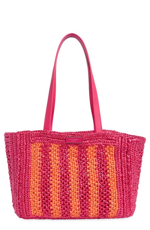 eden stripe crochet tote & pouch