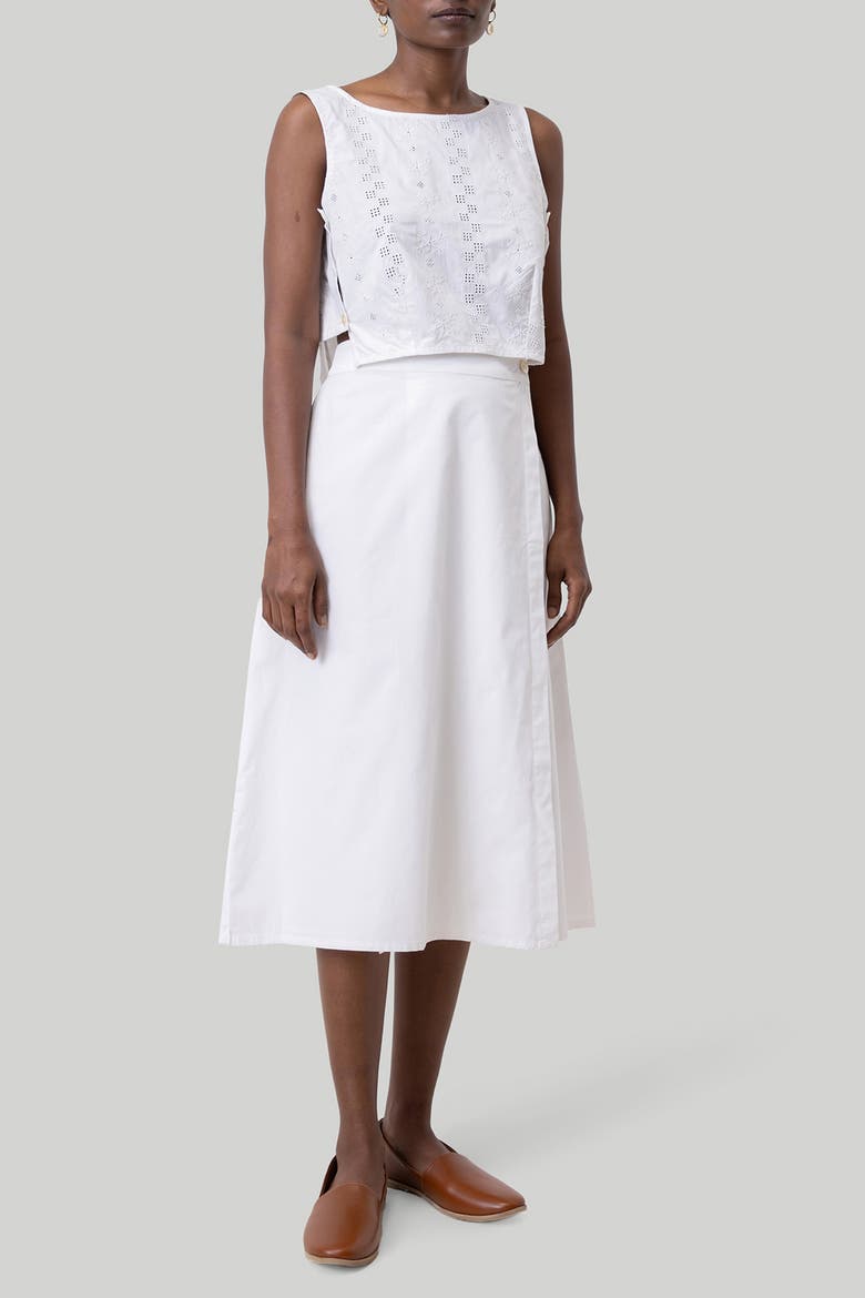 Overlap Midi Skirt, Alternate, color, White