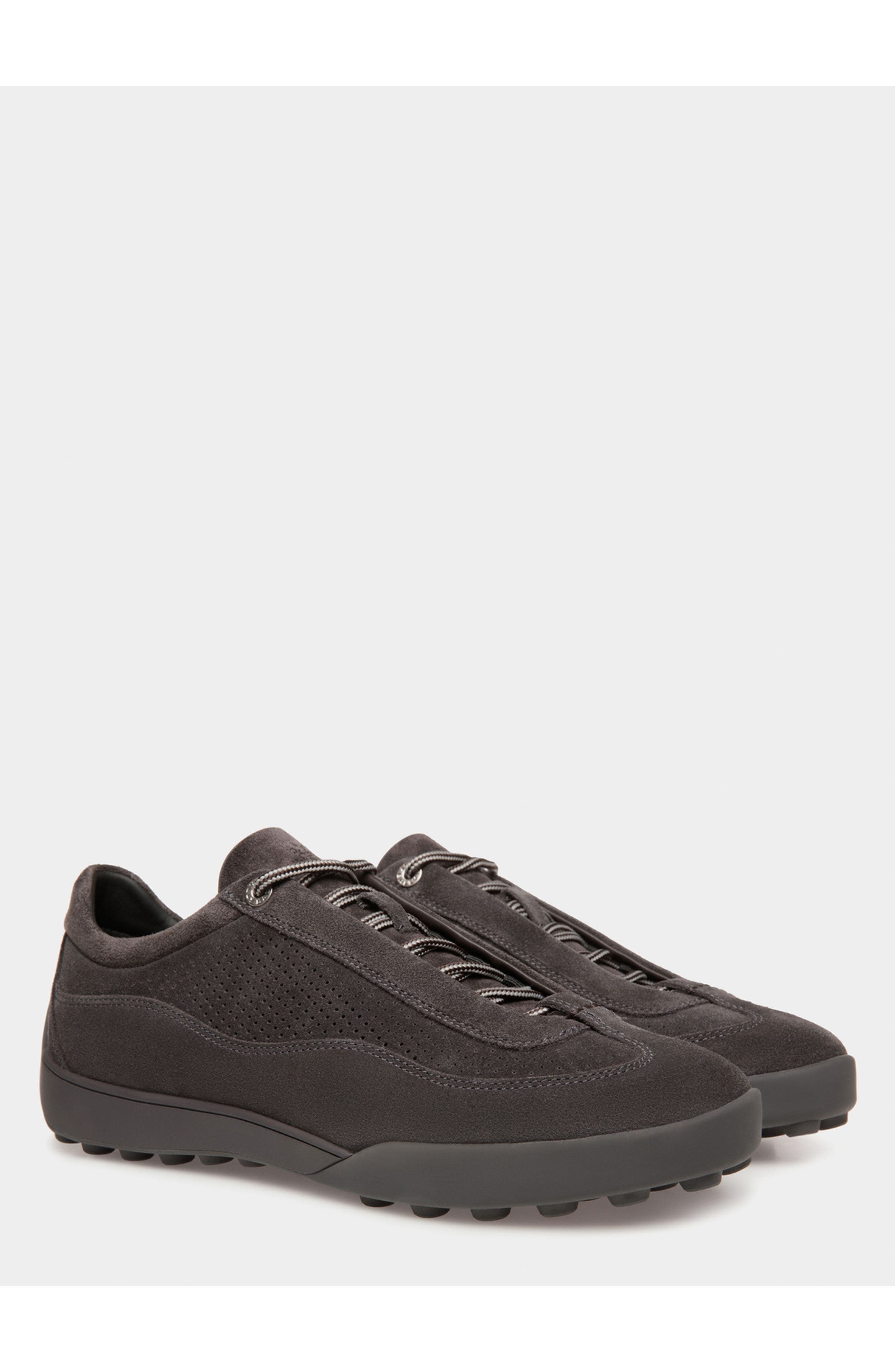 Bally Manto Runner Sneaker in Dark Suede, Alternate, color, Gray