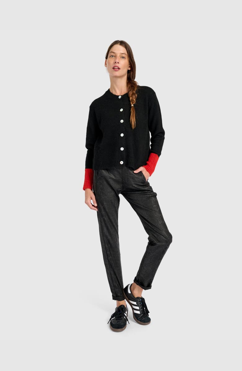 Alembika Blackbird Cardigan, Alternate, color, Black/Vermillion