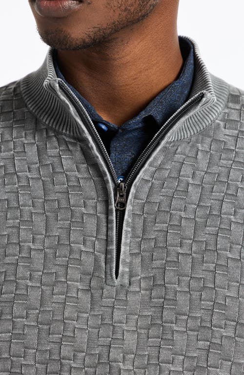 Robert Graham Aubin Basketweave Quarter Zip Sweater In Gray