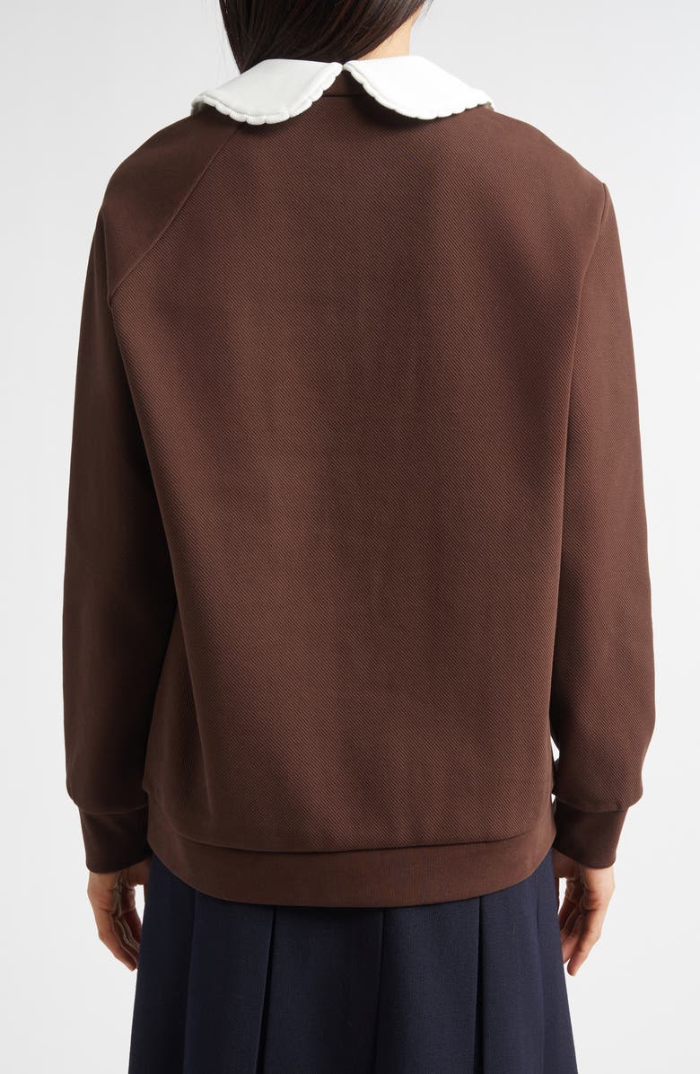 Shushu/Tong Doll Collar Oversize Half Zip Sweatshirt, Alternate, color, Brown