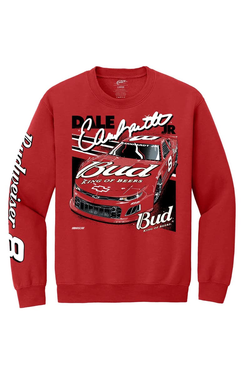 JR MOTORSPORTS OFFICIAL TEAM APPAREL Men's JR Motorsports Official Team Apparel Red Dale Earnhardt Jr. Budweiser Car Pullover Sweatshirt, Alternate, color, Red