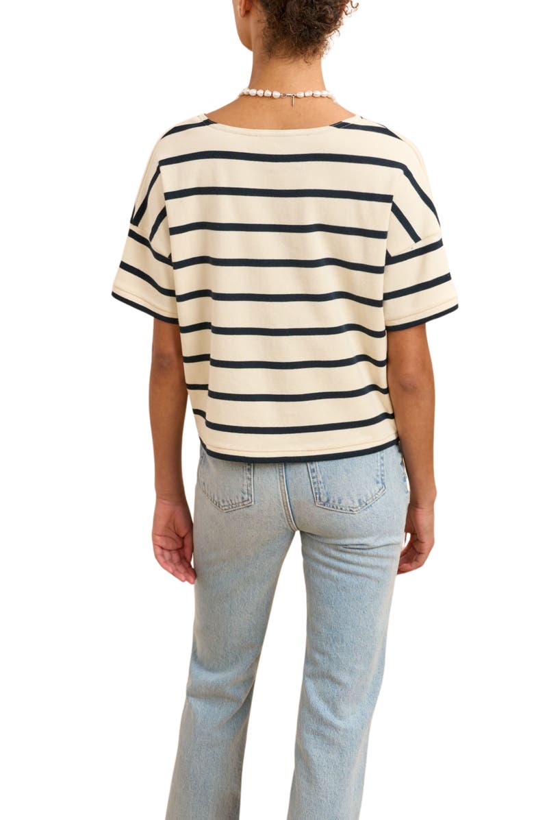 La Ligne Short Sleeve Breton Tee, Alternate, color, Ecru/Navy