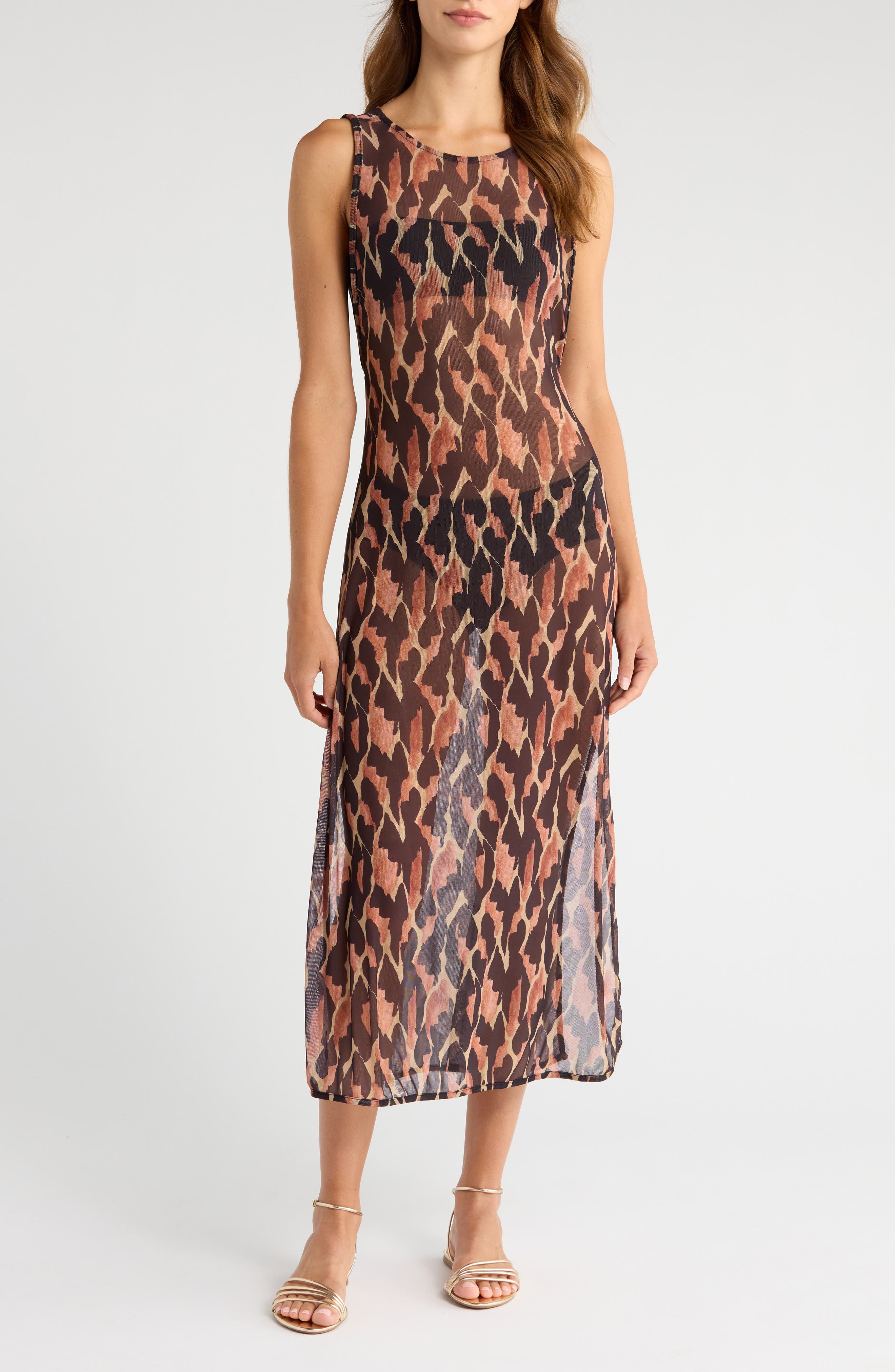 ViX Paula Hermanny Camu Twist Mesh Cover-Up Dress