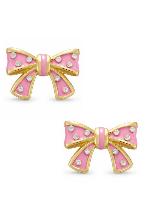 Kids' Crystal Bow Enamel Stud Earrings