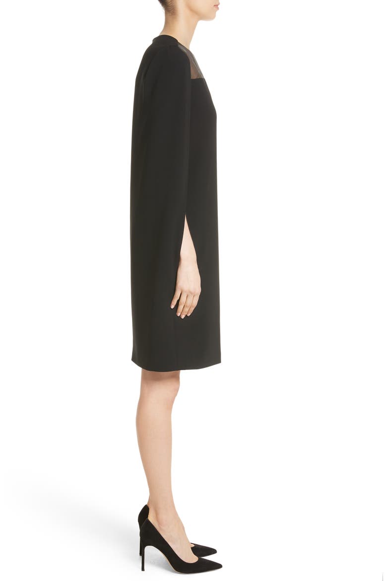 Sospiro Cape Shift Dress, Alternate, color, BLACK