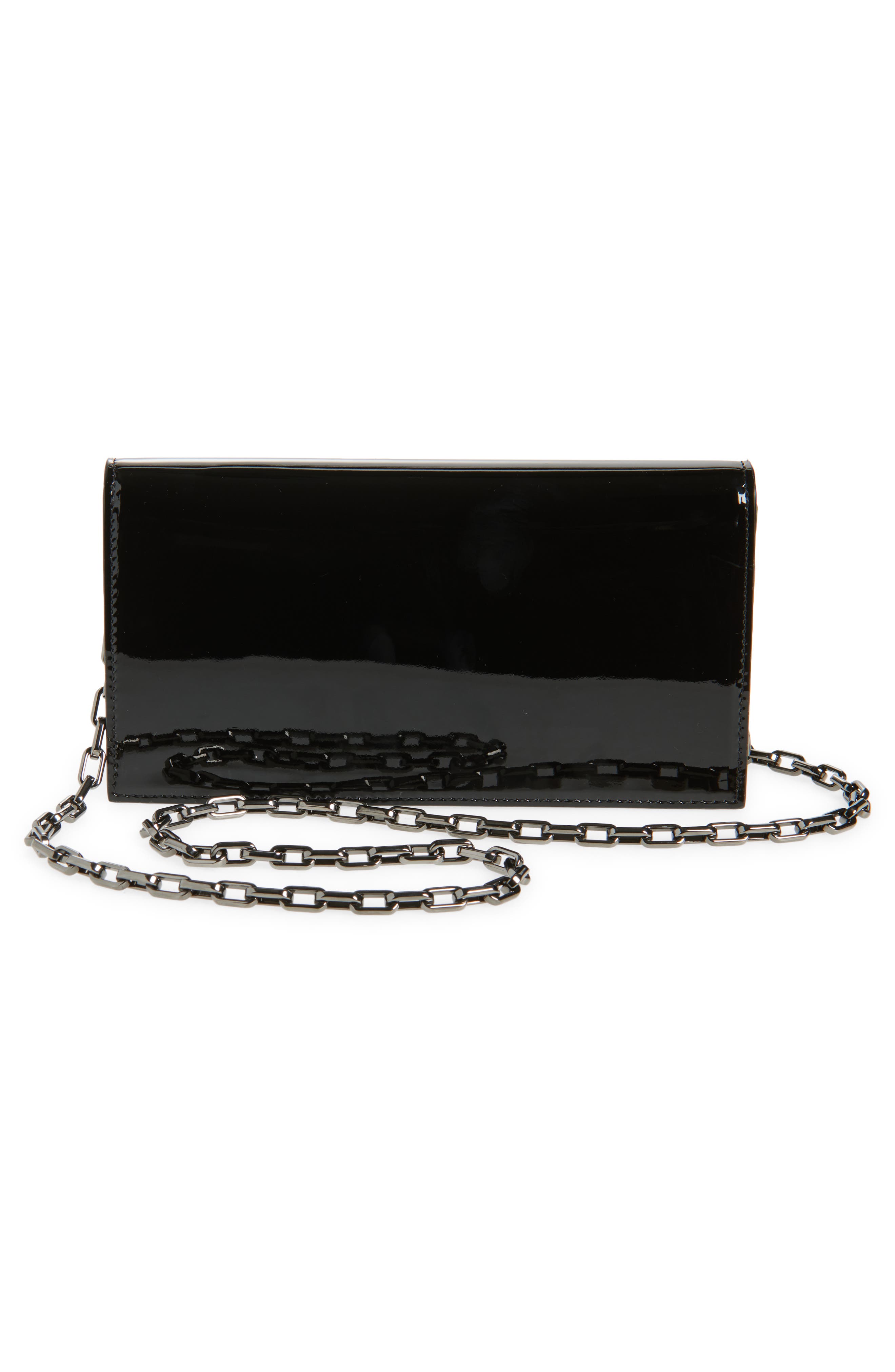 Christian Louboutin Loubi54 Patent Leather Clutch, Alternate, color, Black/ Gun Metal