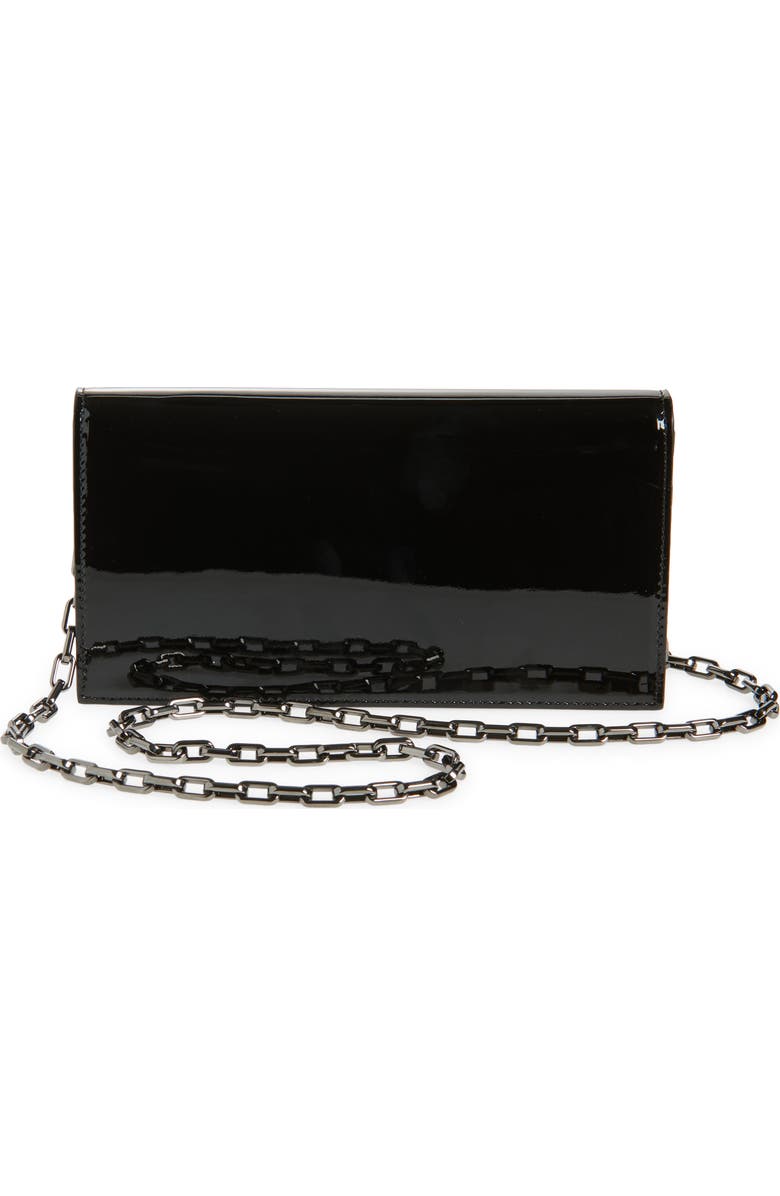 Christian Louboutin Loubi54 Patent Leather Clutch, Alternate, color, Black/ Gun Metal