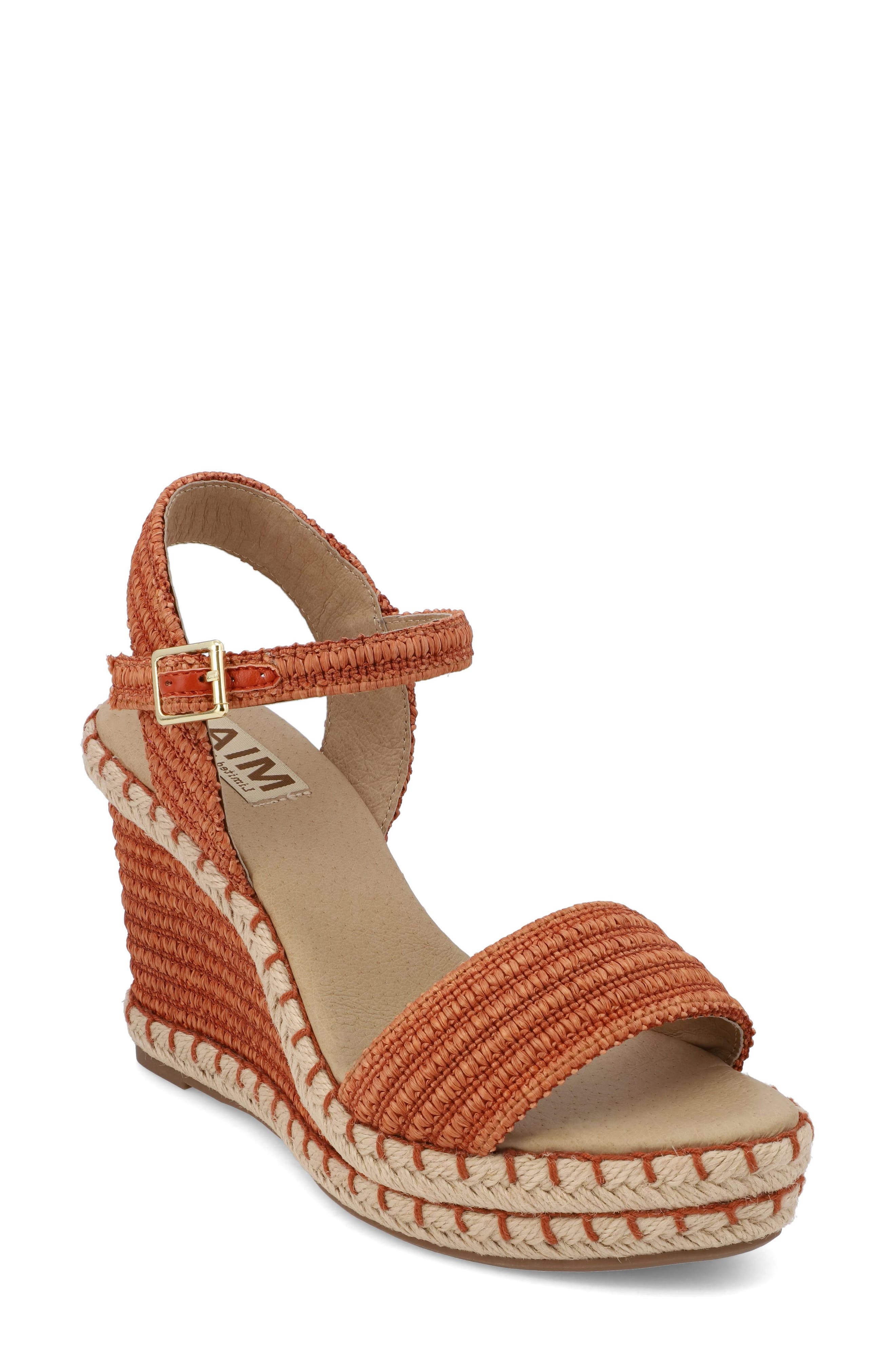 MIA Milazzo Platform Wedge, Main, color, Rust Raffia
