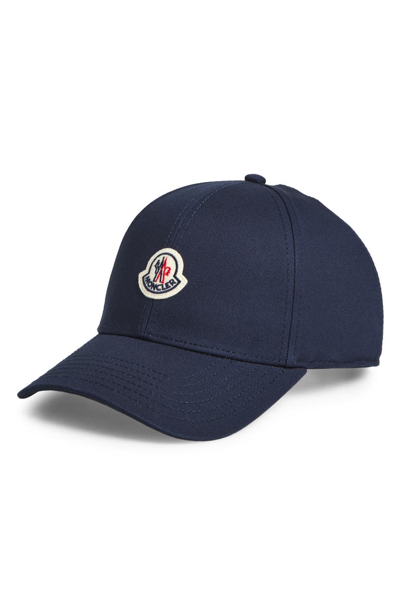 Moncler Logo Patch Adjustable Baseball Cap, Main, color, Navy Blue