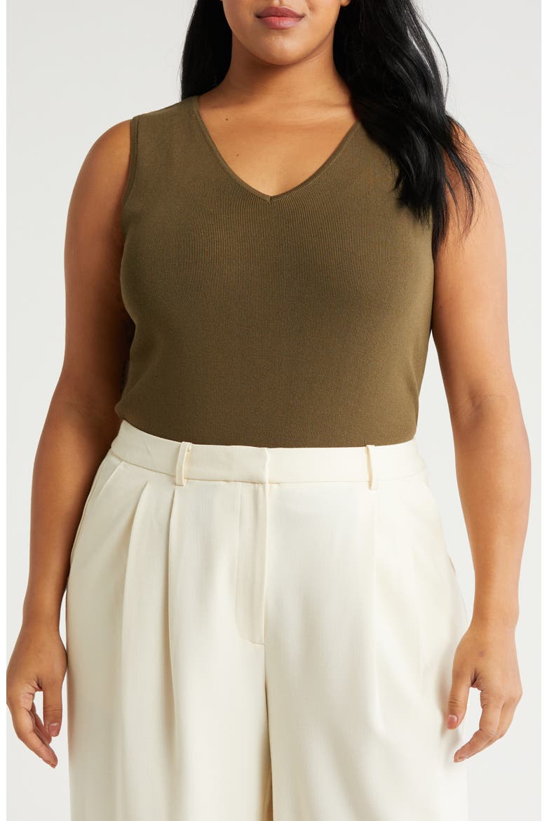 V-Neck Knit Tank, Main, color, LODEN