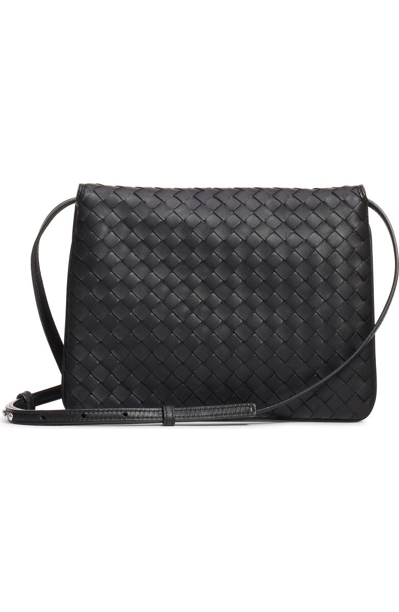 Bottega Veneta Intrecciato Leather Crossbody Flap Bag, Alternate, color,