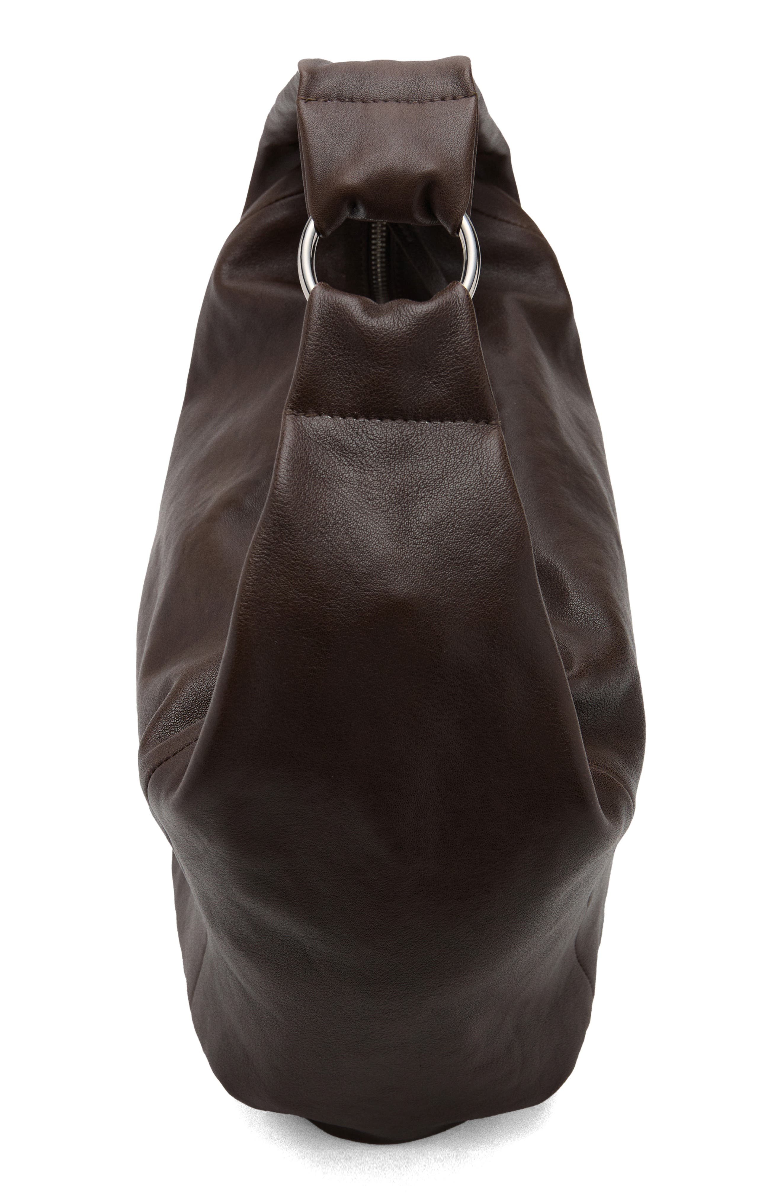 MANGO Leather Shoulder Bag, Alternate, color, Chocolate