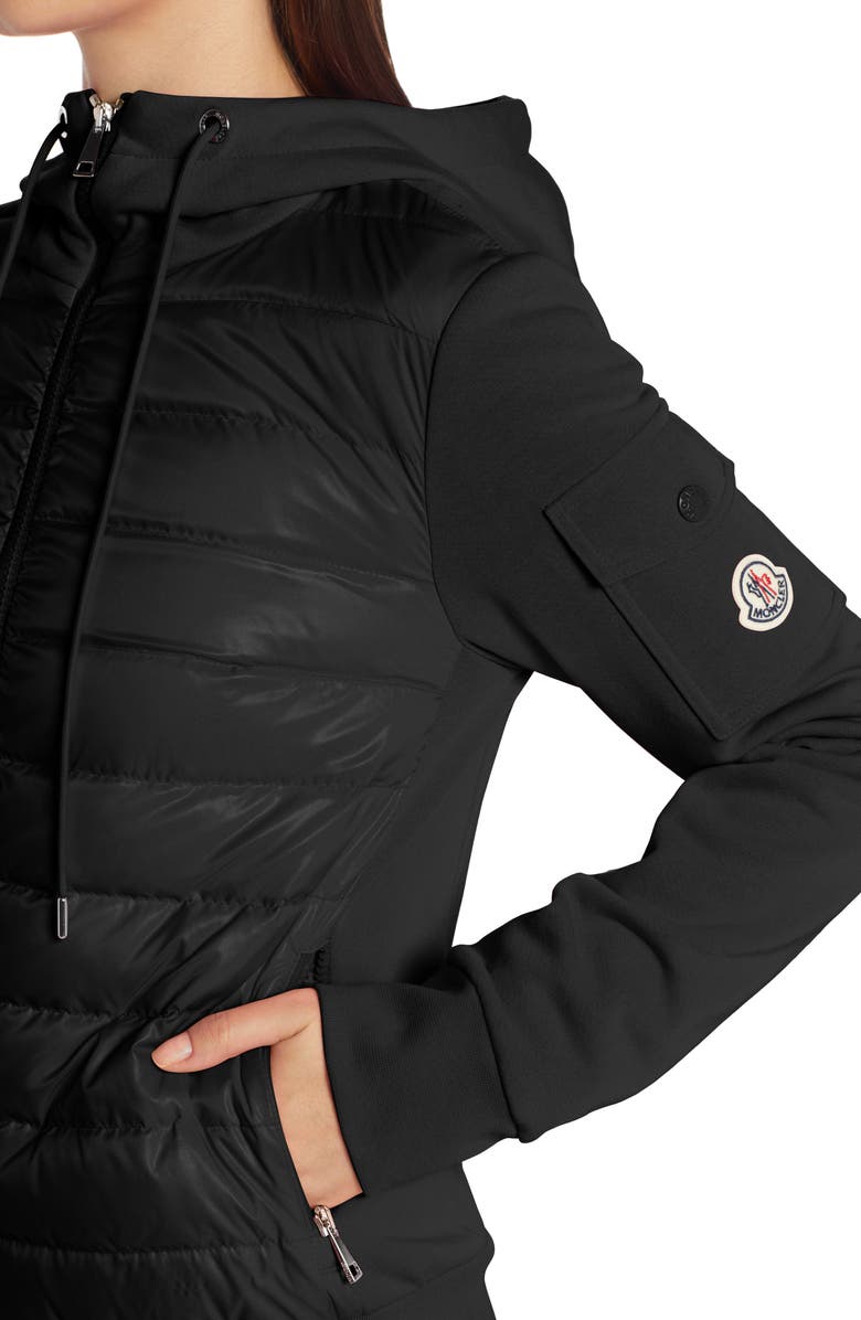 Moncler Quilted Down & Knit Cardigan, Alternate, color, 