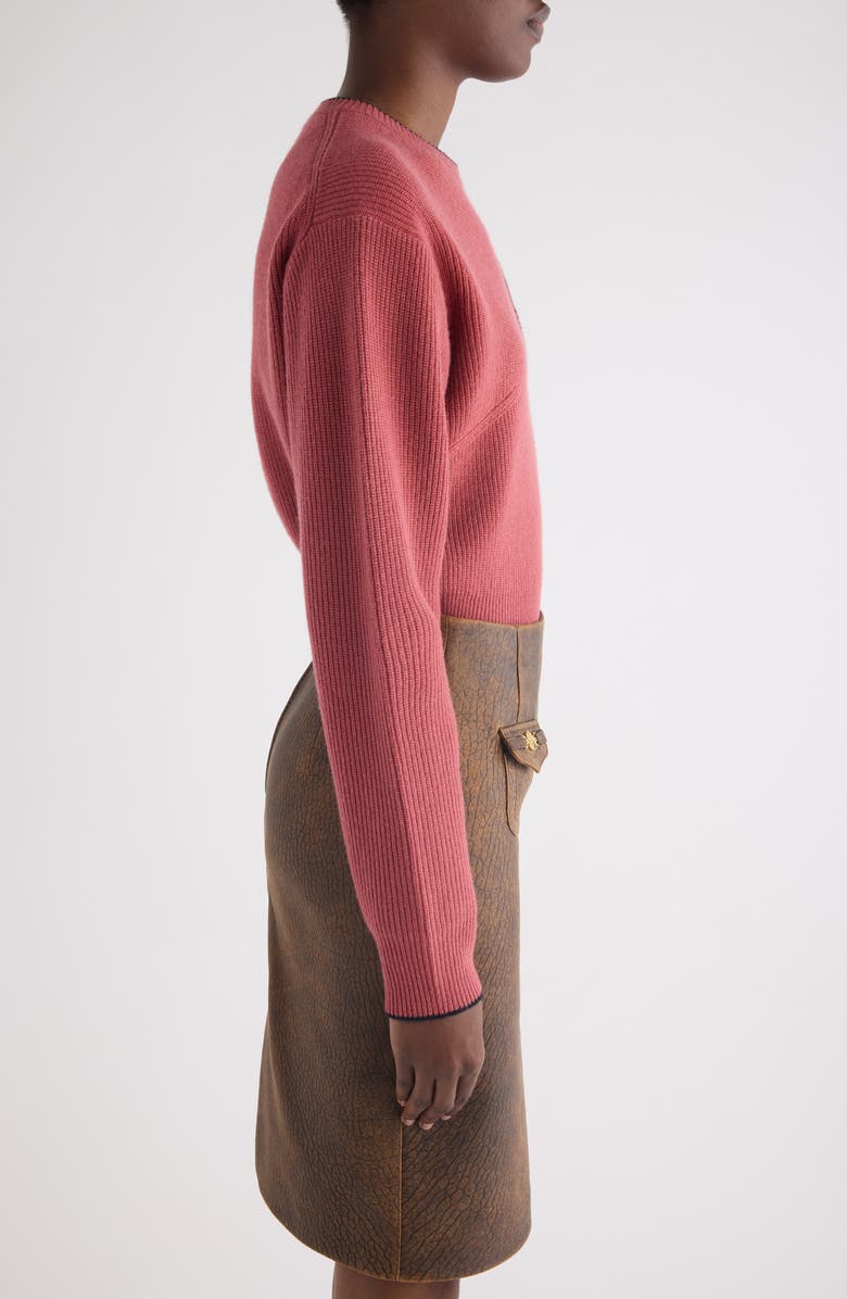 Chloé Embroidered Logo Crop Wool & Cashmere Sweater, Alternate, color, Coppery Pink