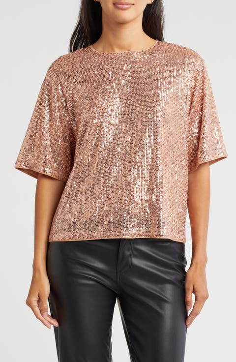 Short Sleeve Sequin Top