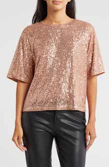 WISHLIST Short Sleeve Sequin Top