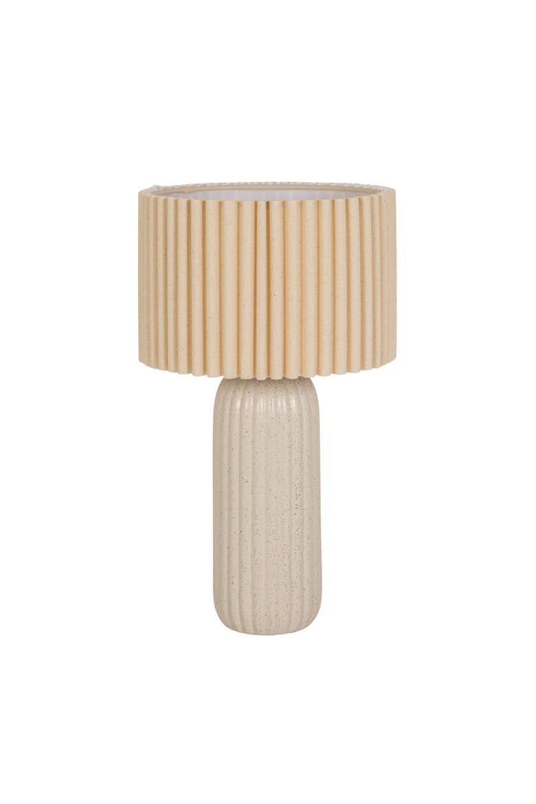 Table Lamp with Ribbed Shade, Main, color, White