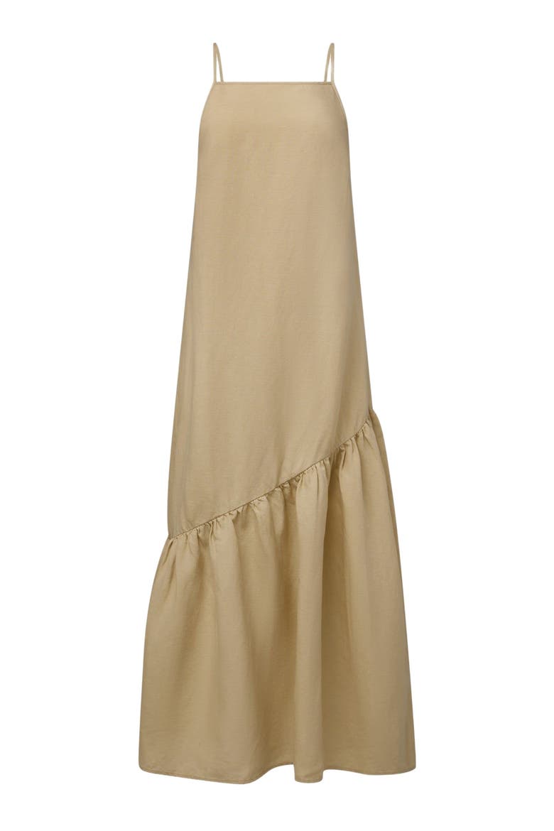 Air Linen Square Neck Maxi Dress, Alternate, color, JUTE
