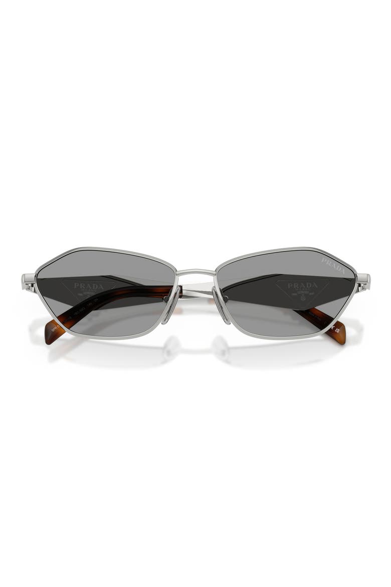 57mm Irregular Sunglasses, Alternate, color, SILVER / GREY