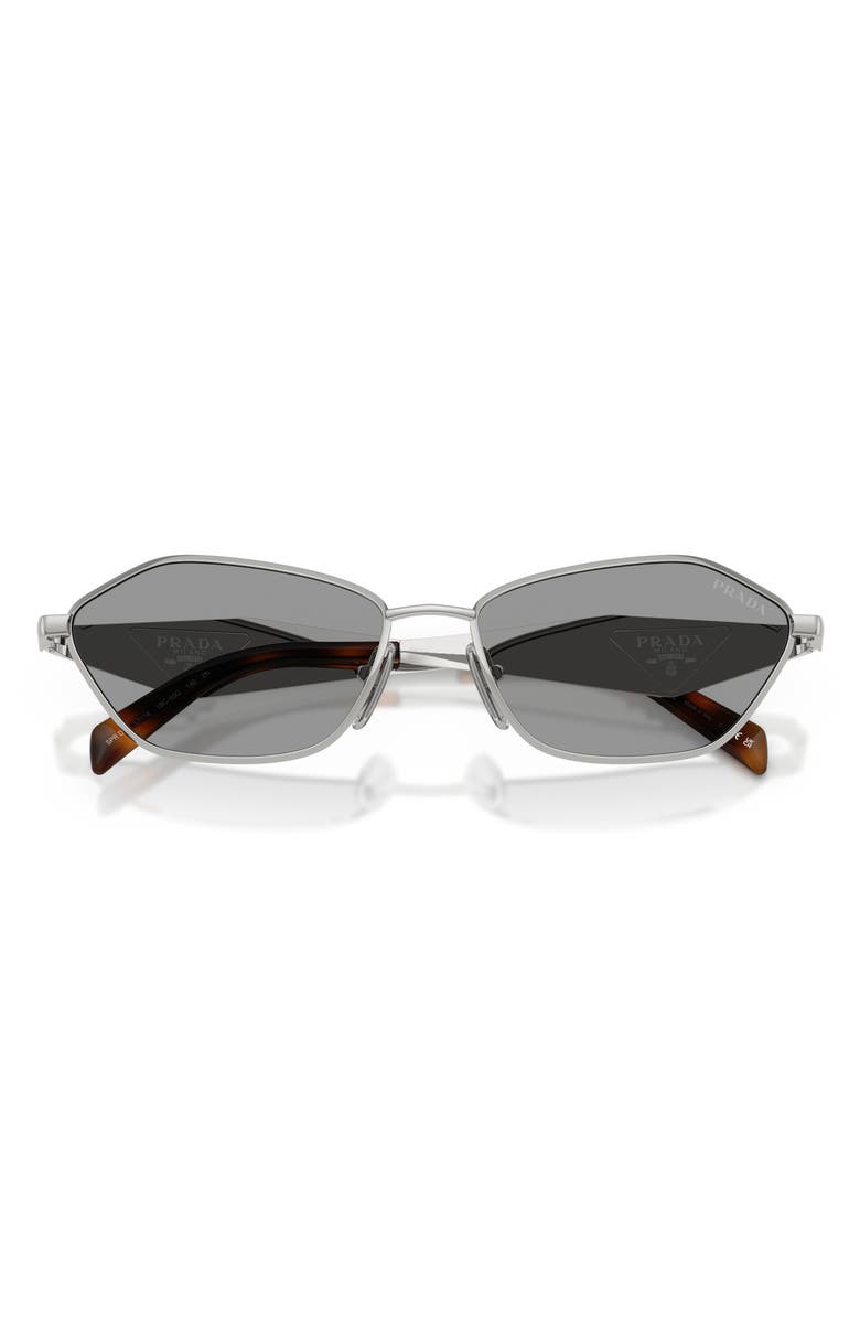 Prada 57mm Irregular Sunglasses, Alternate, color, Silver / Grey