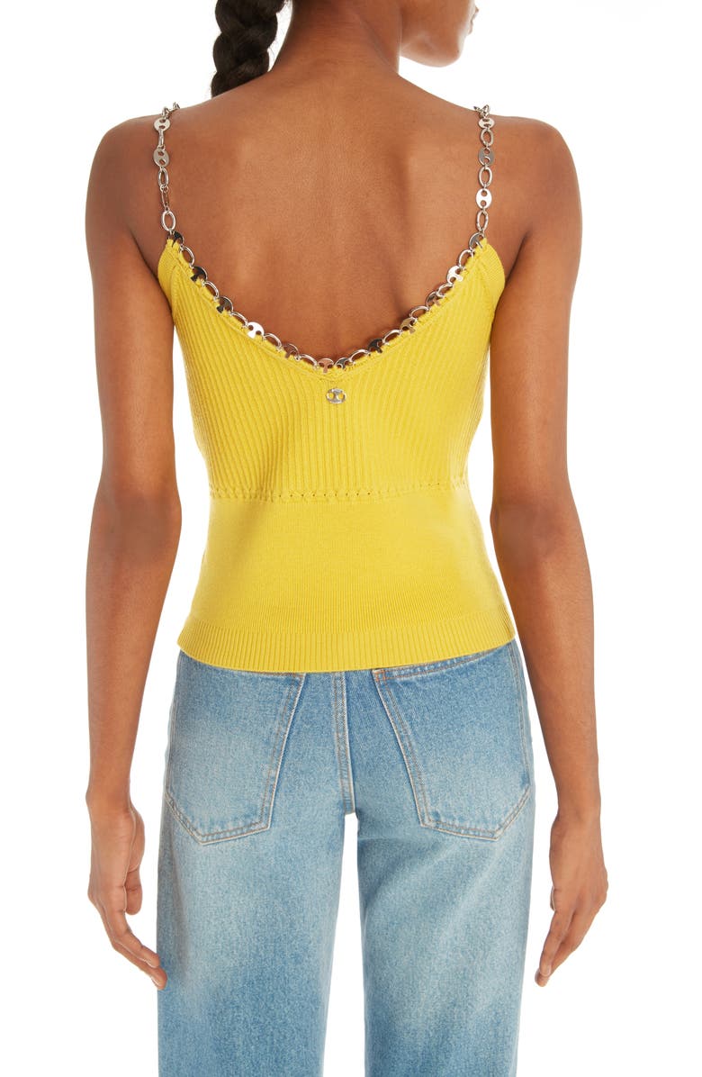 Rabanne Chain Strap V-Neck Merino Wool Camisole, Alternate, color,