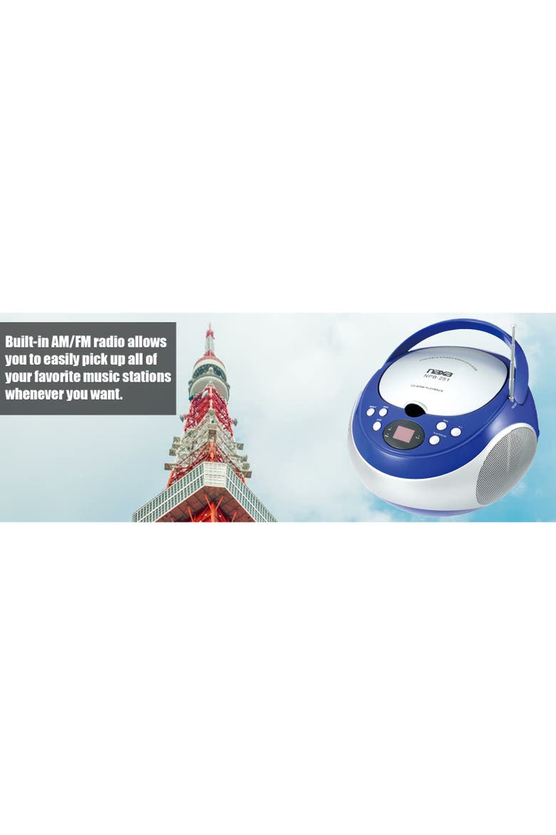 Portable CD Player with AM/FM Stereo Radio, Alternate, color, Blue