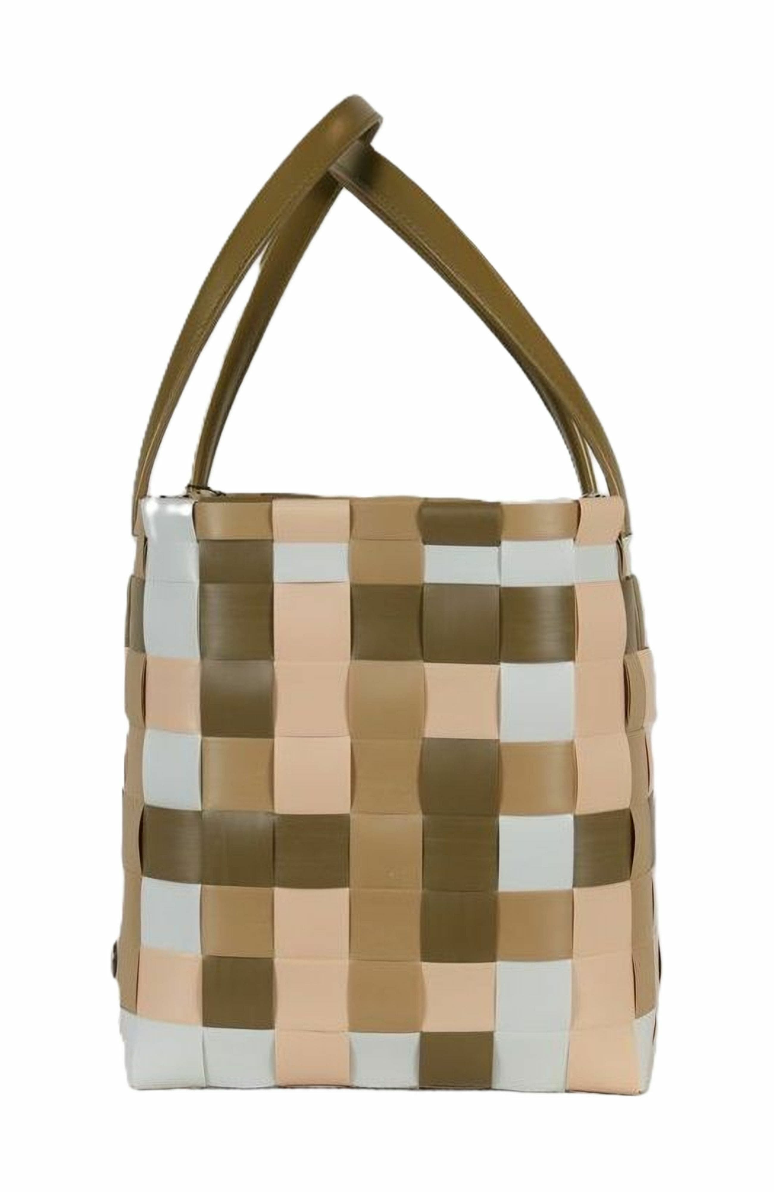 Color Block Recycled Tote Bag, Alternate, color, Khaki Mix