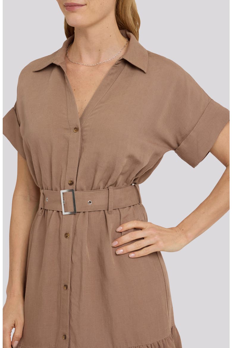 Tiered Linen Blend Shirtdress, Alternate, color, TOASTED COCONUT