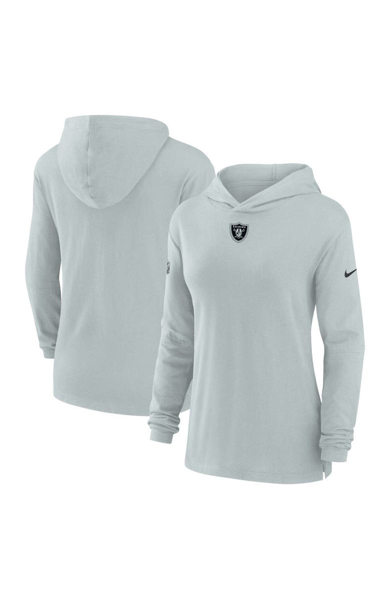Nike Women's Nike Silver Las Vegas Raiders Sideline Performance Long Sleeve Hoodie T-Shirt, Main, color, Silver