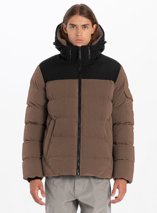 Point Zero Corduroy Puffer Jacket In Hazel