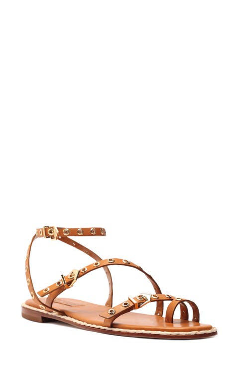 Annete Ankle Strap Snakeskin Embossed Sandal (Women)