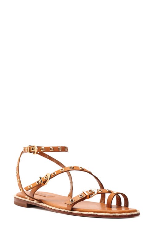 Schutz Annete Ankle Strap Snakeskin Embossed Sandal In Brown