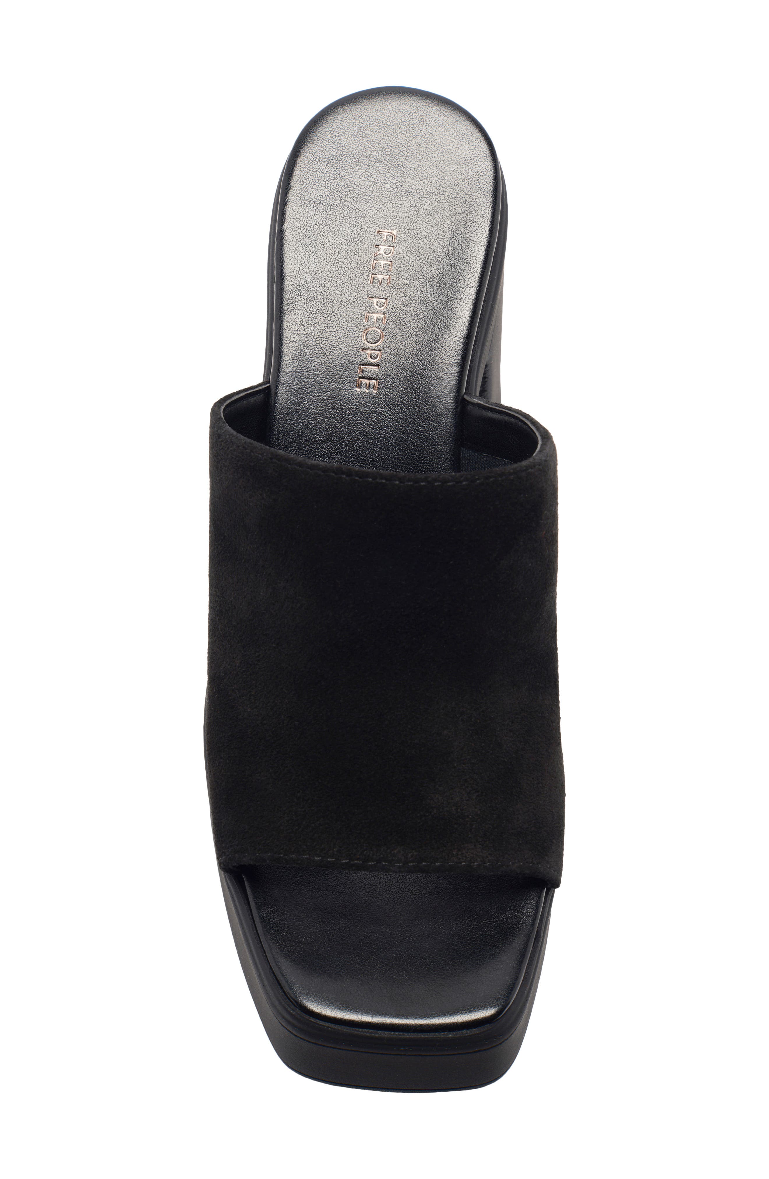 Free People Zoe Platform Slide Sandal, Alternate, color, Black Tide Suede