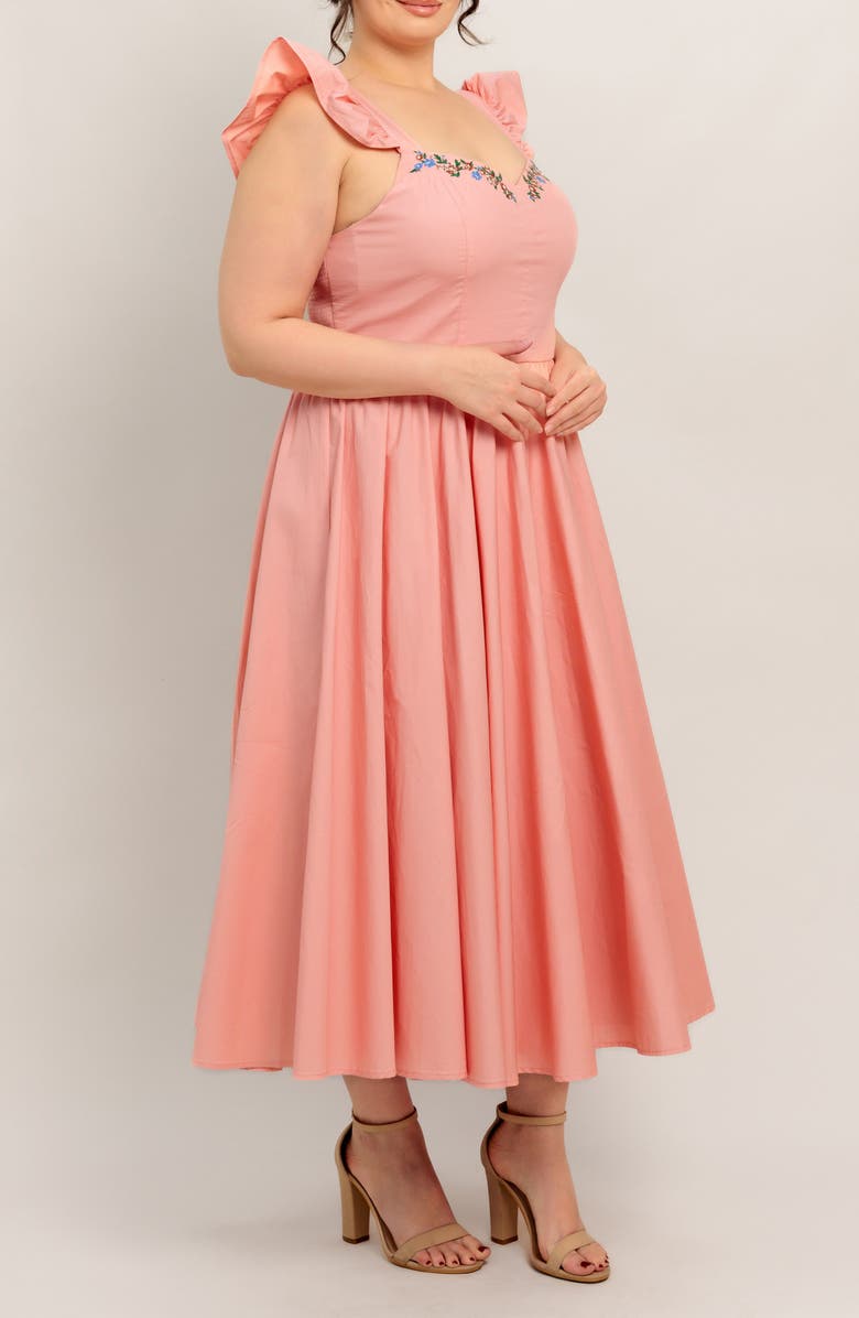 FLYING TOMATO Embroidered Maxi Sundress, Alternate, color, Dusty Pink