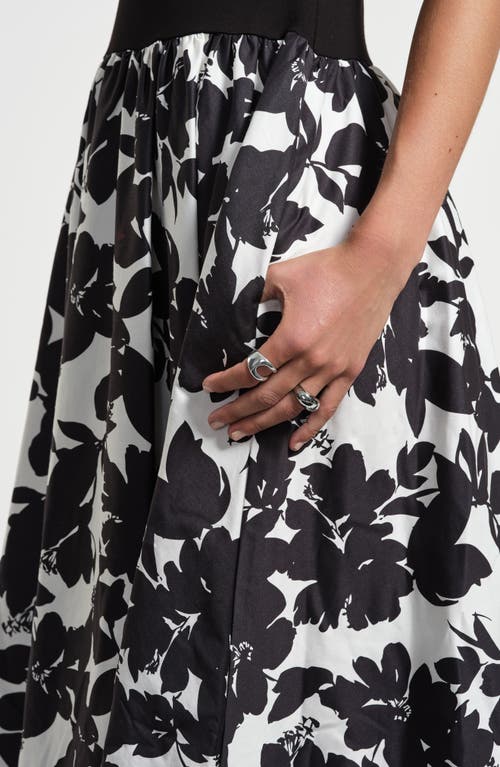 Isaac Mizrahi New York Sleeveless Ponte & Satin Midi Dress In Black