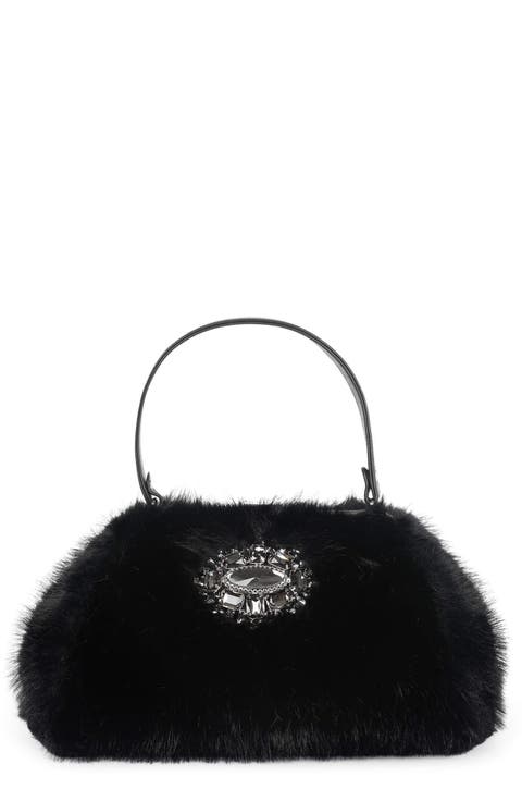 Gabor Faux Fur Satchel Handbag