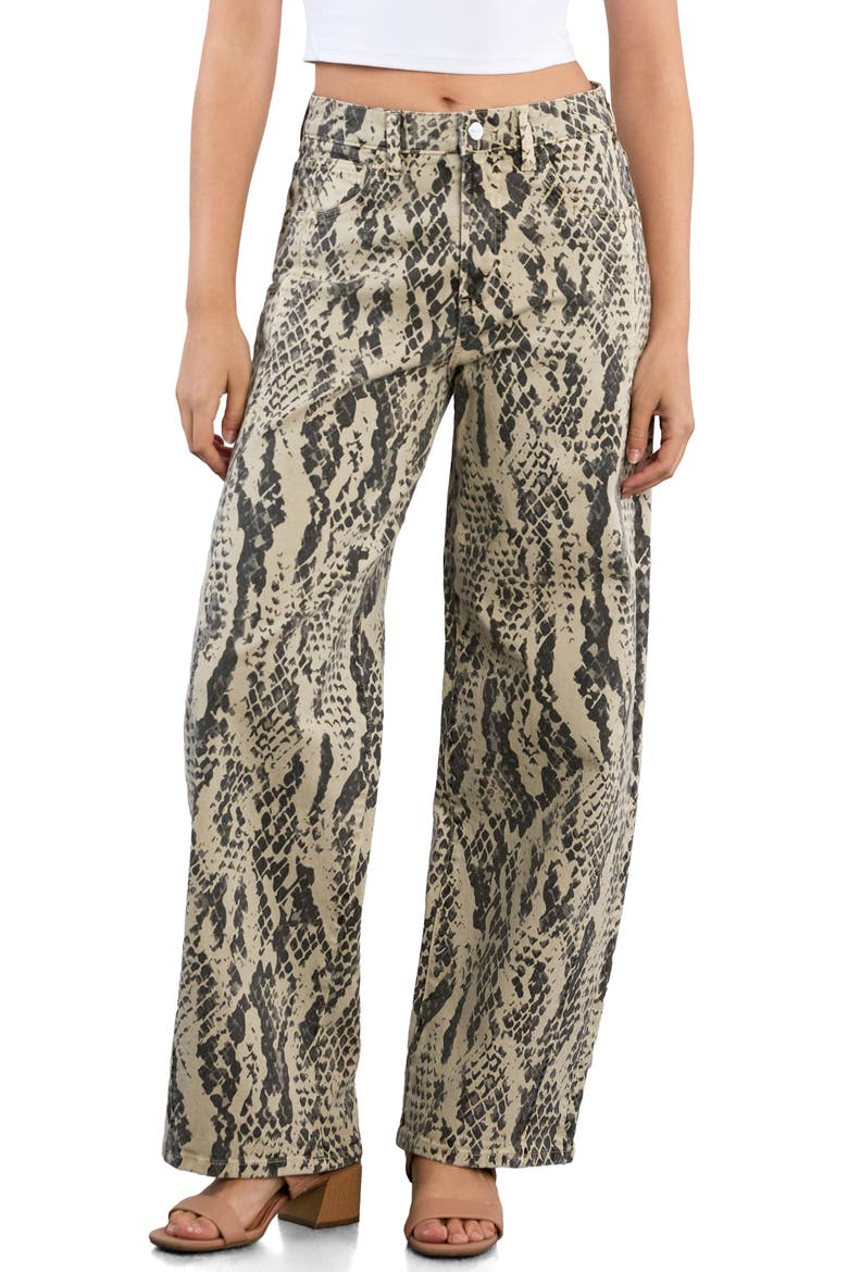 Relaxed Barrel Leg Jeans, Main, color, GREY SNAKE